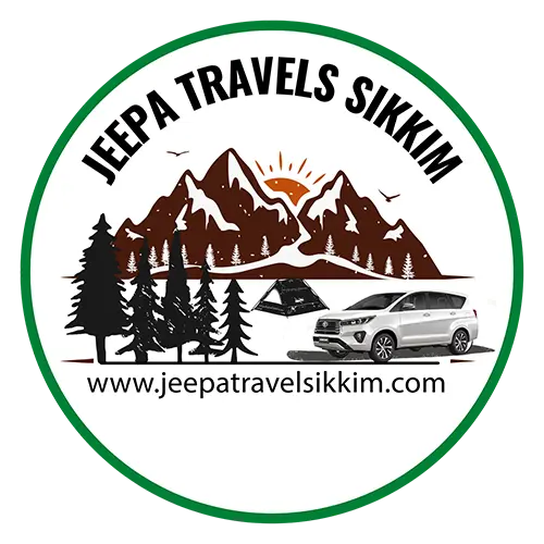 Jeepa Travels Sikkim travel company logo with mountains and car illustration